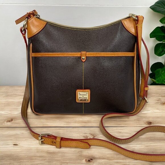 Dooney & Bourke Pebble Grain Kimberly Crossbody Bag Brown With British Tan Trim - Picture 4 of 11